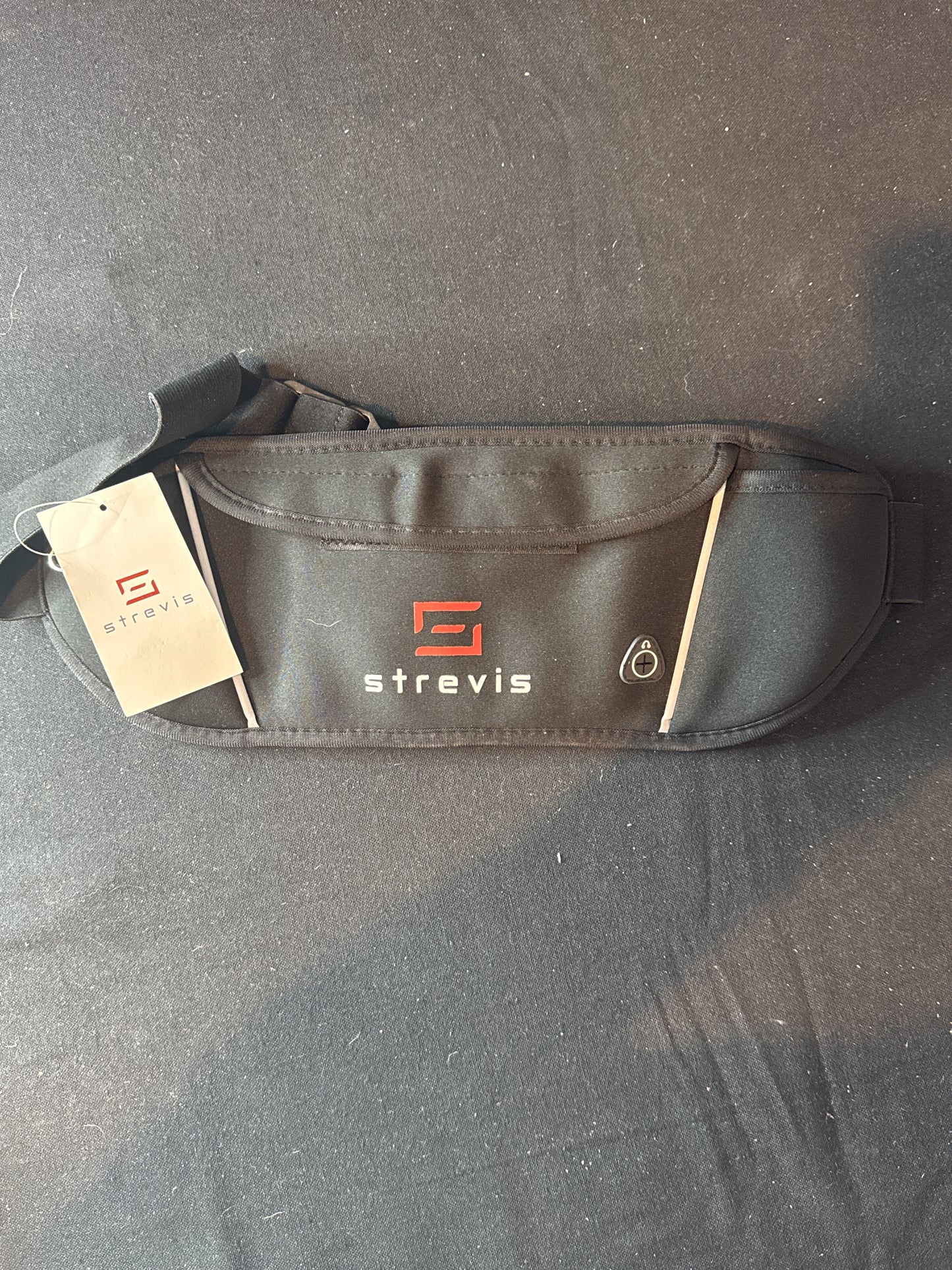 Strevis Black Sports Waist Bag/Running Belt Adjustable Waist Strap Headphone Jack Hole