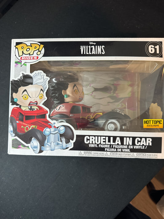 Funko Pop! Disney Villains Cruella in Car #61 Hot Topic Exclusive Vinyl Figure New in Box