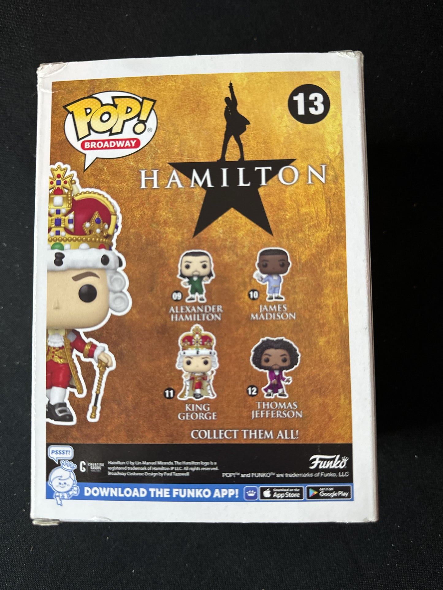 Funko Pop! Broadway Hamilton #13 King George Vinyl Figure Walmart Exclusive NIB