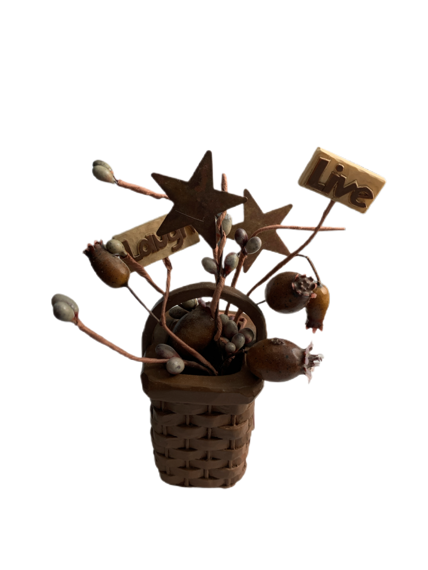 Dollhouse/Fairy Garden Accessories - Live Love Branches in Basket with Stars