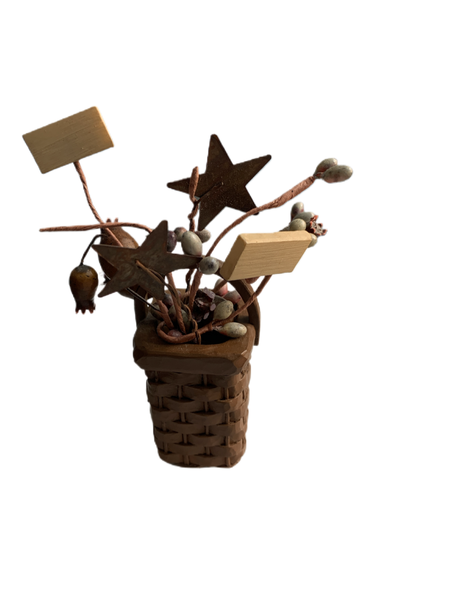 Dollhouse/Fairy Garden Accessories - Live Love Branches in Basket with Stars