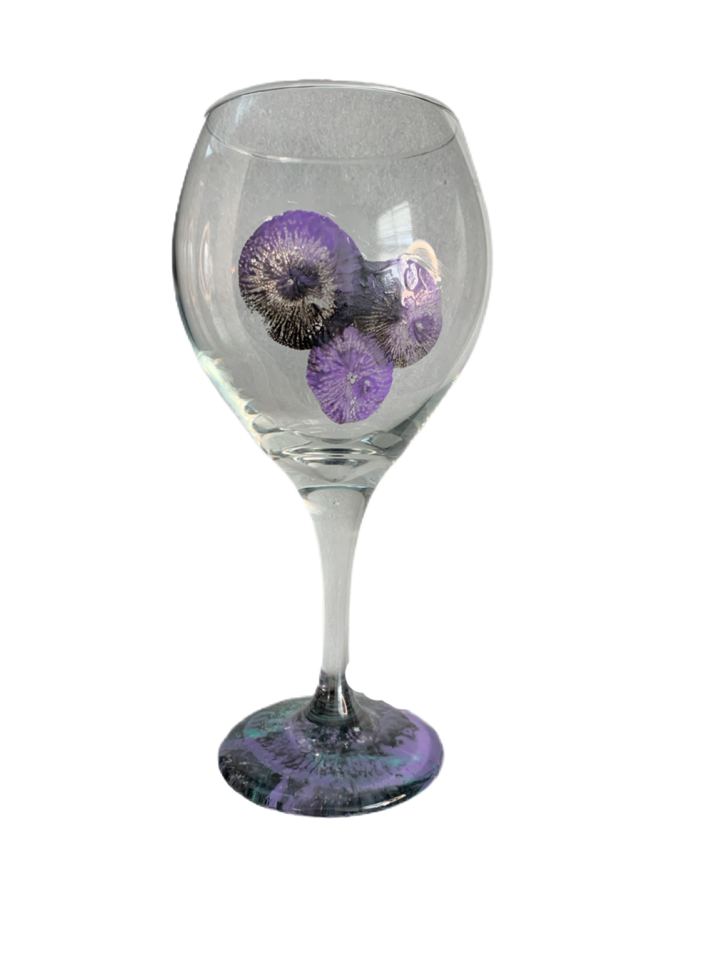 Unique Hand Painted Wine Glass with Floral print. Personalized Gift