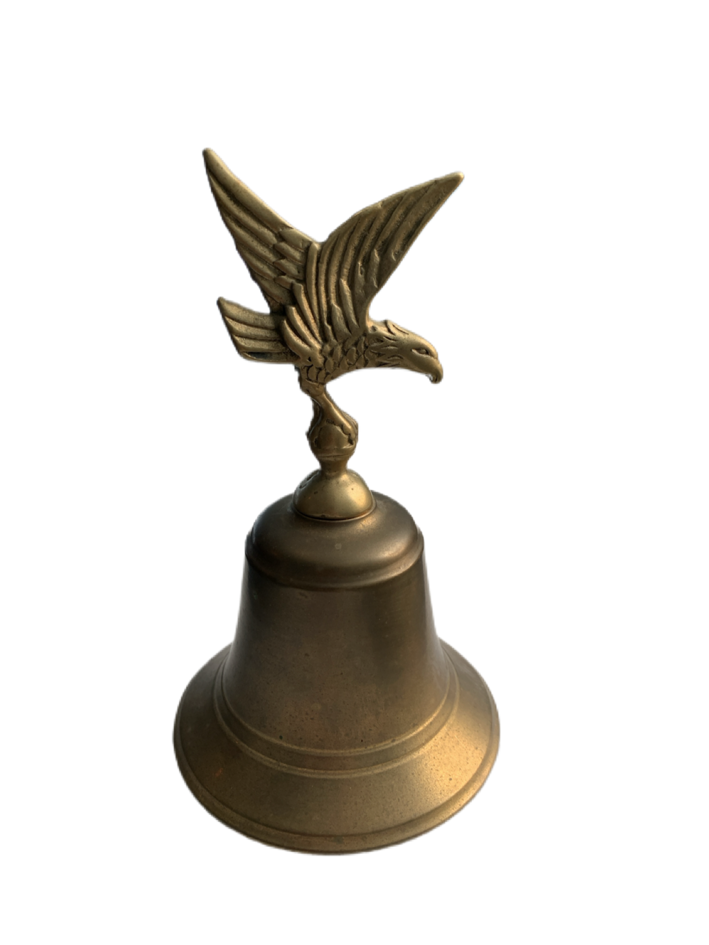 Antique Brass Eagle Bell 6" Eagle with Wings Open Hand Carved Detail