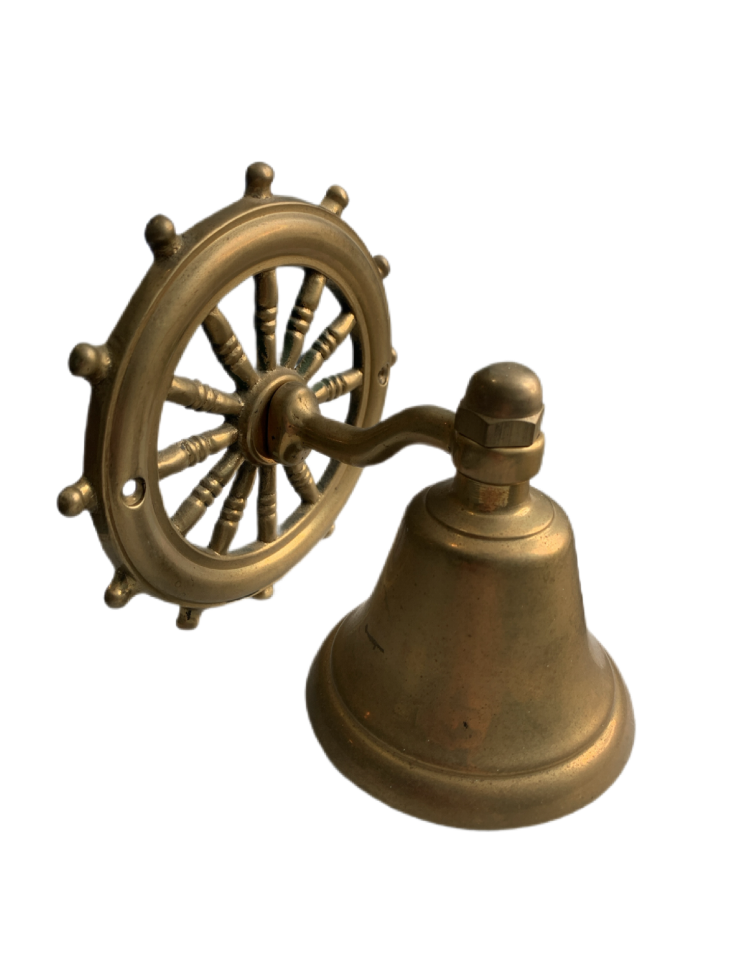 Antique Brass Ship's Wheel and Bell Wall Mountable. Very Nice Condition!