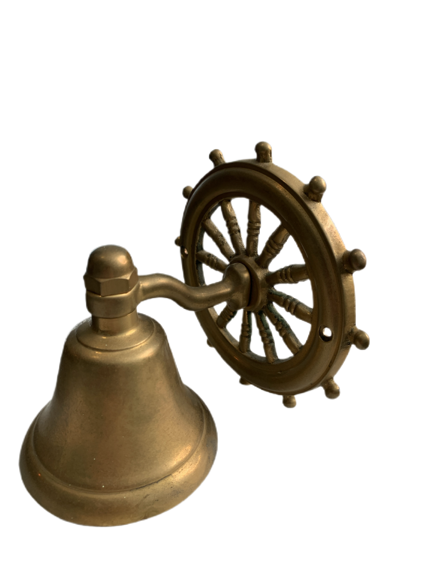 Antique Brass Ship's Wheel and Bell Wall Mountable. Very Nice Condition!