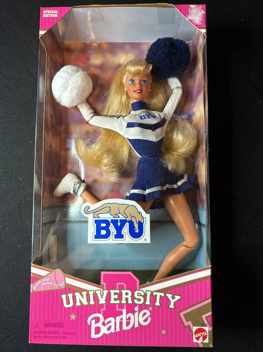 Barbie University BYU Brigham Young University Mattel 1996 Cheerleader New in Box