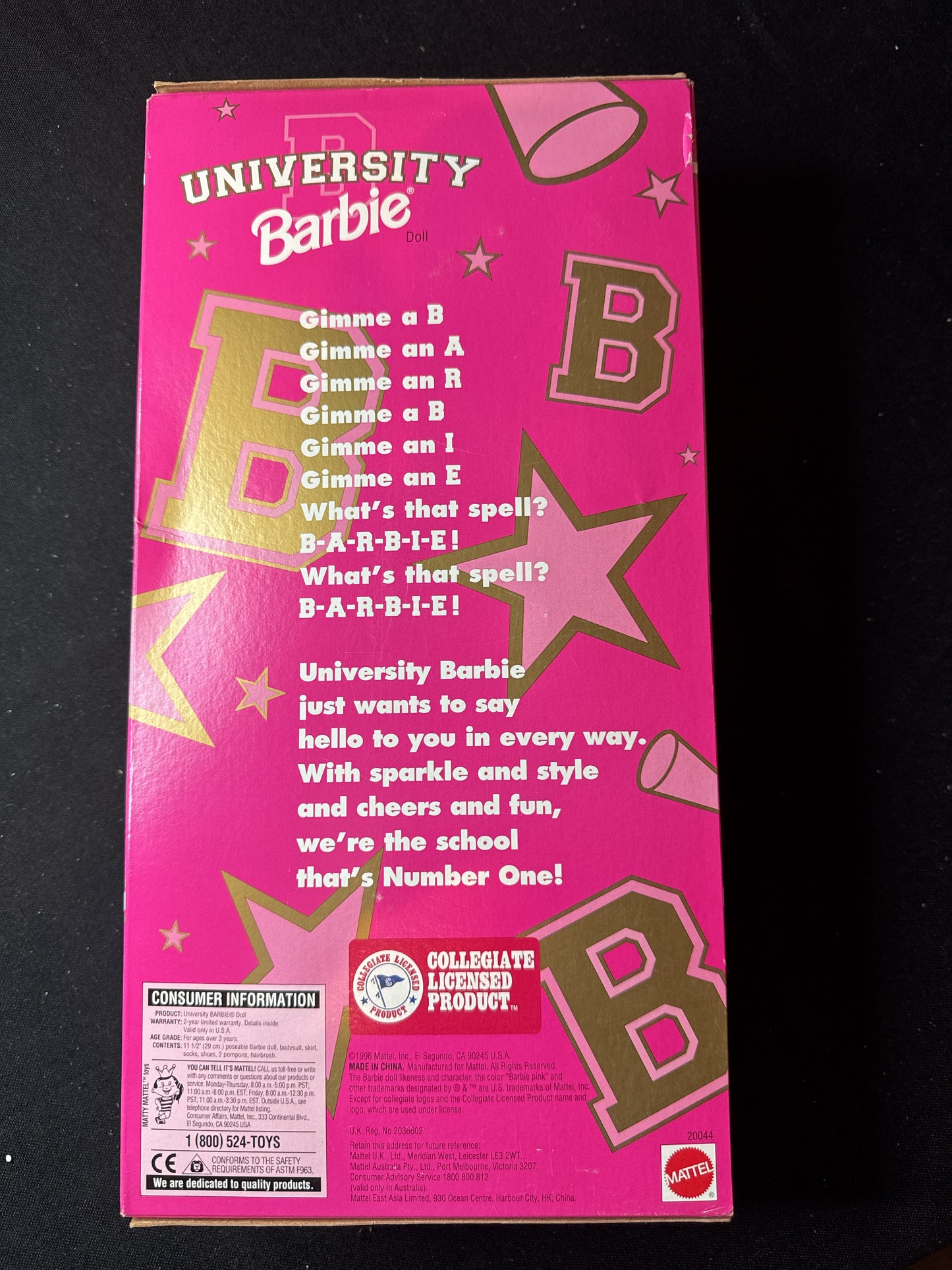 Barbie University Indiana University Mattel Cheerleader New In Box