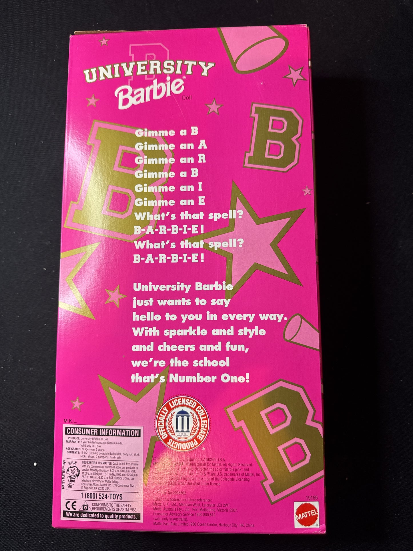 Barbie University Kansas State University Cheerleader Mattel 1996 New in Box