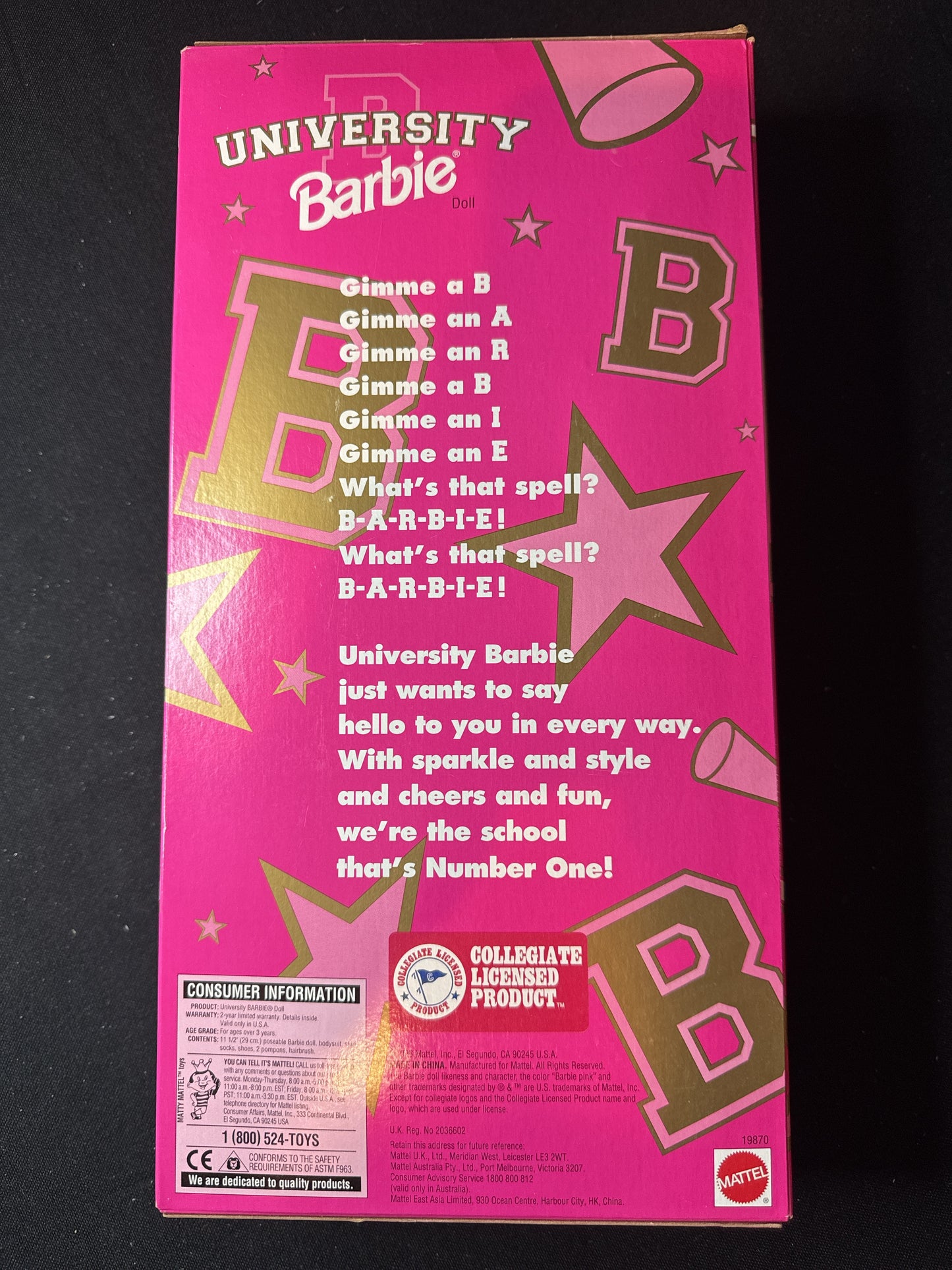 Barbie University Stanford University Cheerleader Mattel New in Box