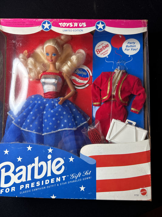 Barbie For President Gift Set 1991 Mattel Classic Campaign Outfit & Spangled Gown New in Box