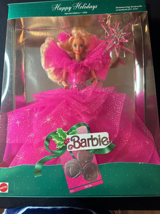 Barbie Happy Holidays 1990 Mattel with Keepsake Ornament New in Box