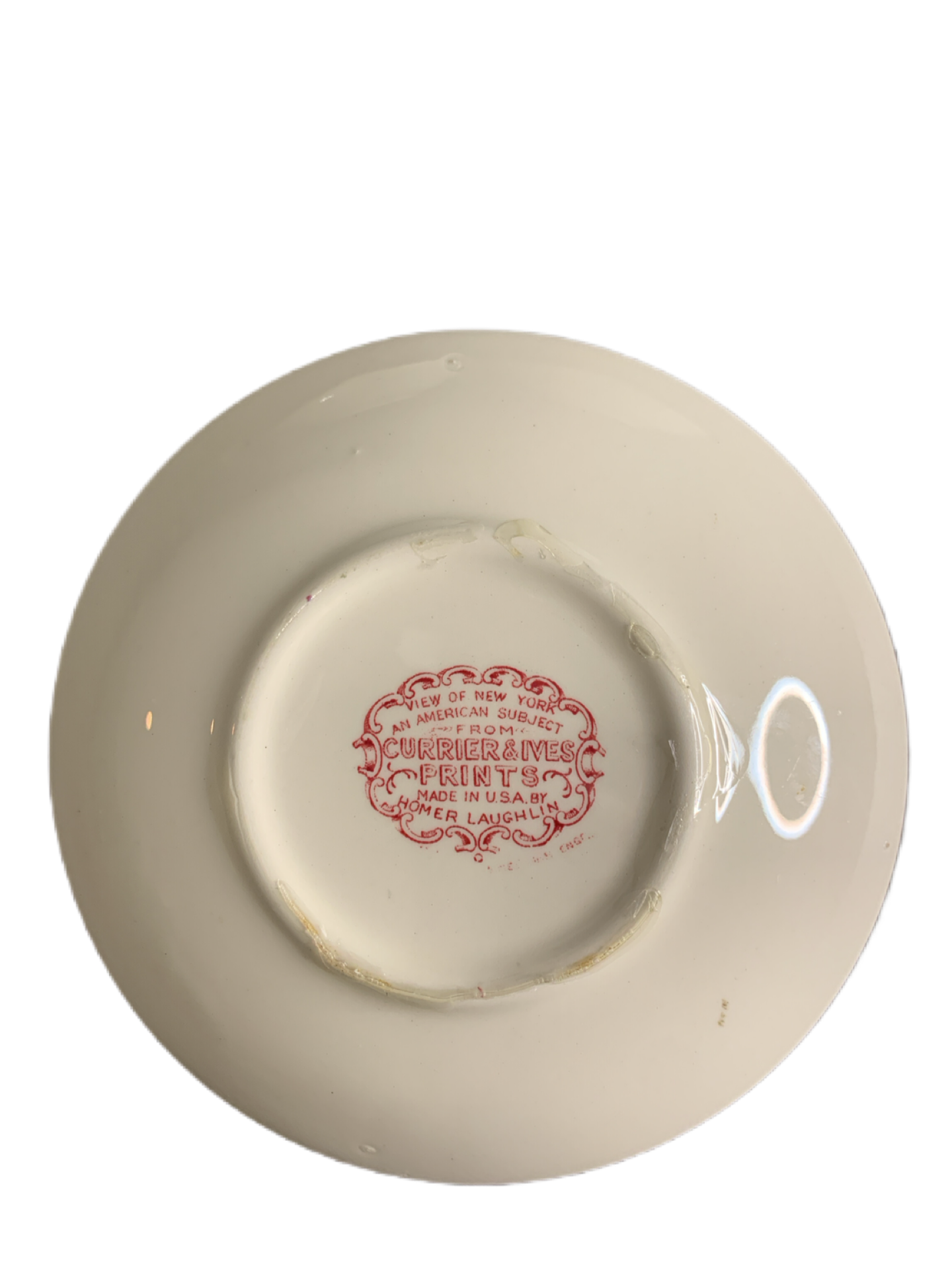 Currier & Ives Red by Homer Laughlin Saucers (3)