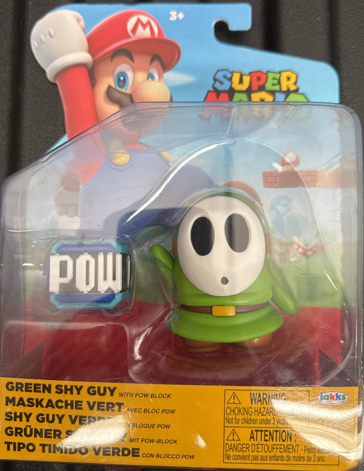 Green Shy Guy w/ POW Block Super Mario World of Nintendo Jakks Pacific New in Box