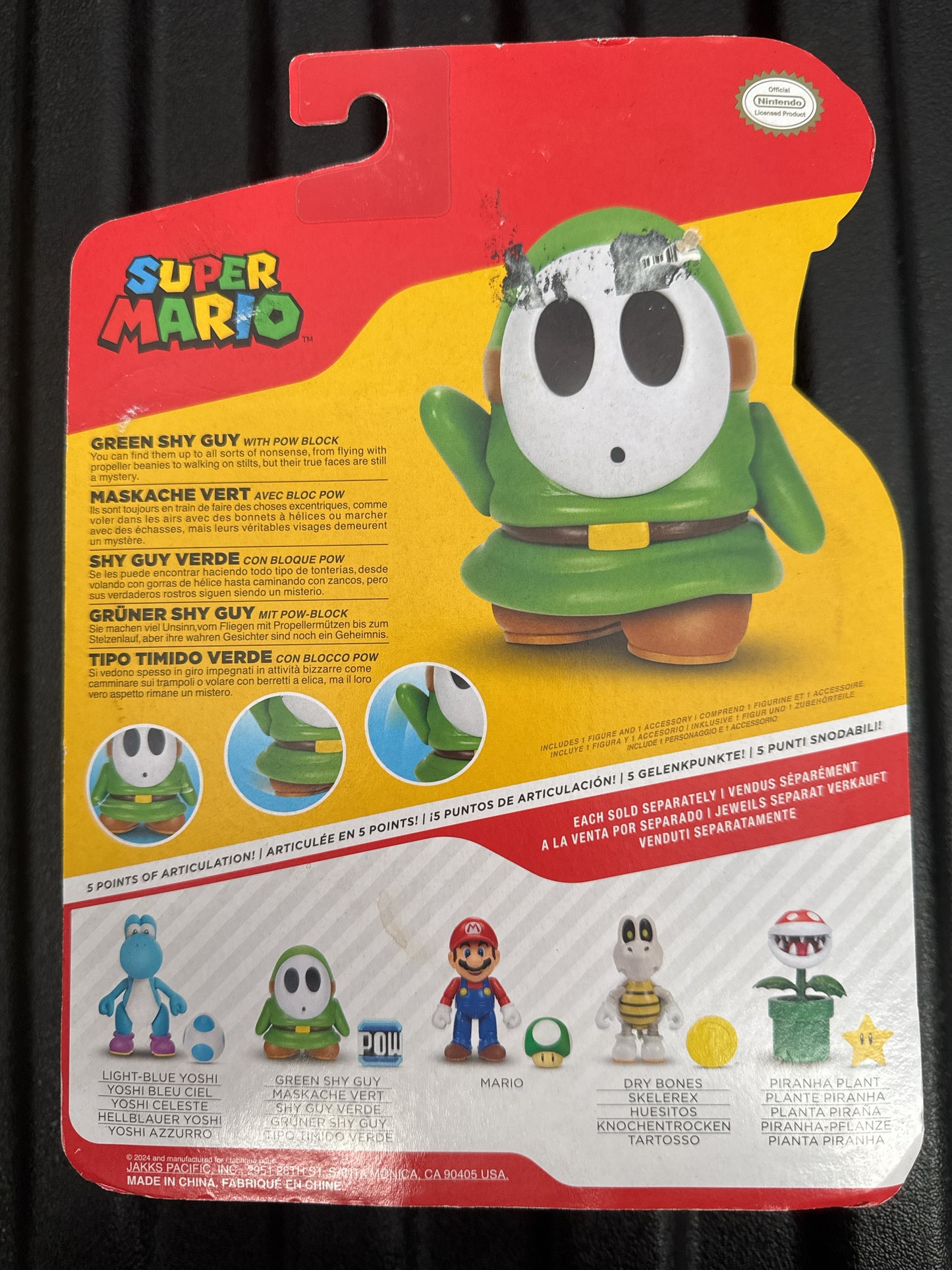 Green Shy Guy w/ POW Block Super Mario World of Nintendo Jakks Pacific New in Box