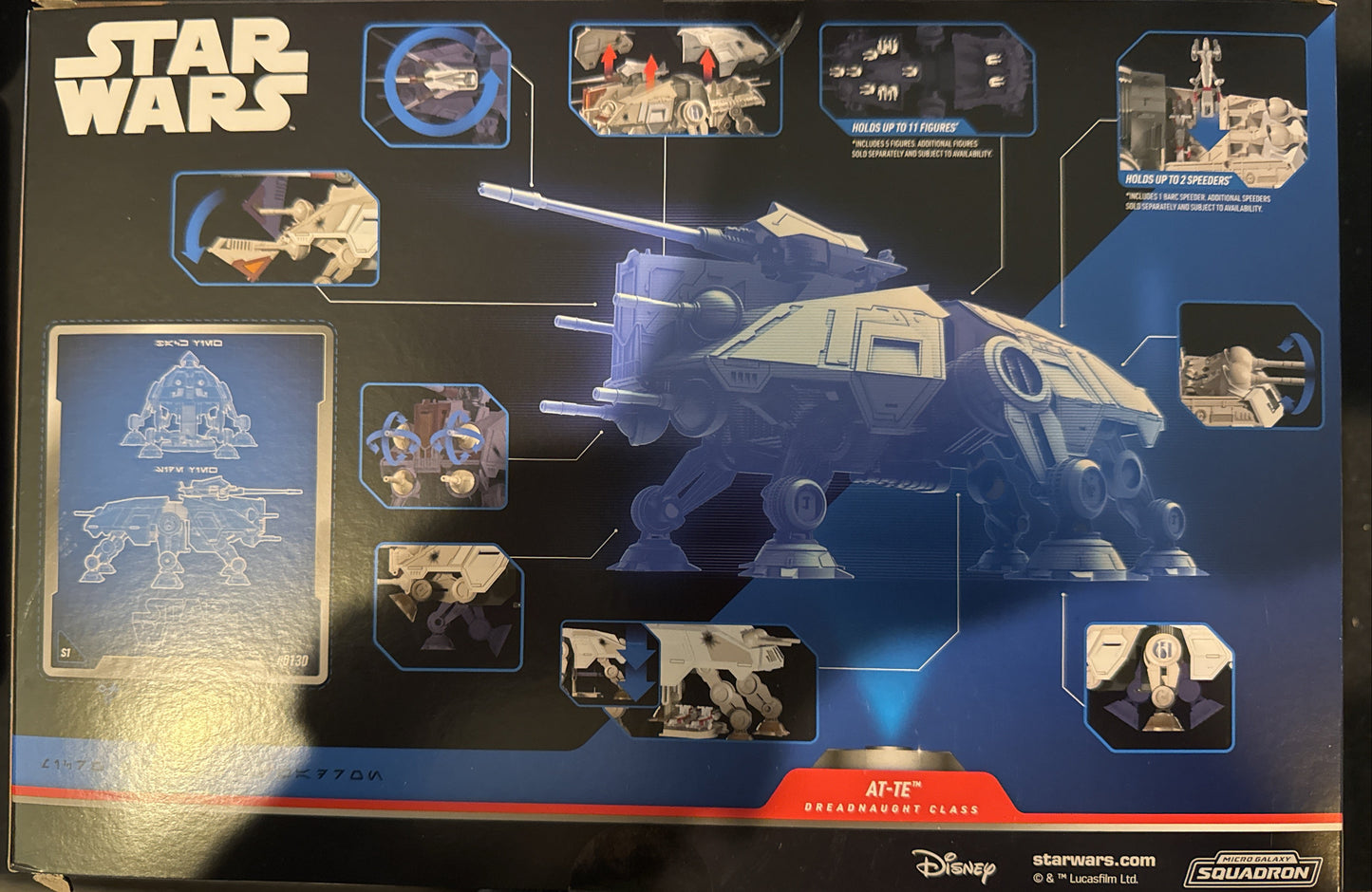 Star Wars Micro Galaxy Squadron AT-TE #0130 7 Pieces 9" Six Legged Vehicle w/ Figures NIB
