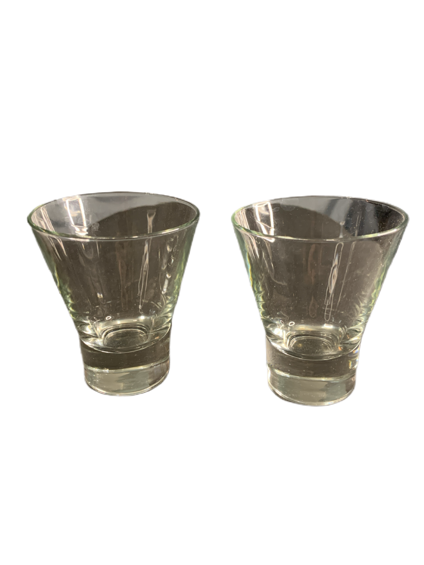 Martini/Cocktail Clear Stemless 10 oz Glasses w/ Heavy, Weighted Bottoms - Set of 2