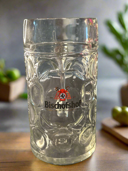 Bischofshof Beer Glass Stein Germany Dimple Glass 1 Liter 8" Tall
