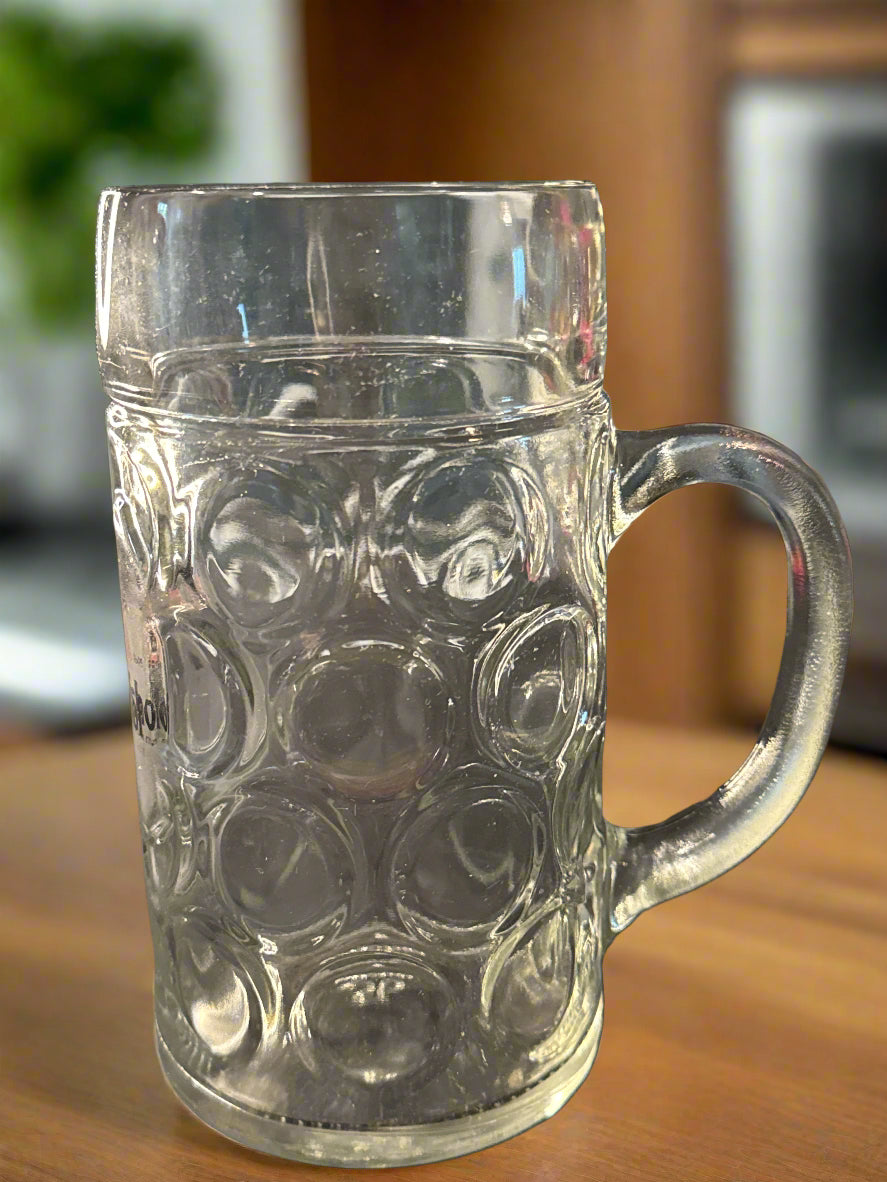 Bischofshof Beer Glass Stein Germany Dimple Glass 1 Liter 8" Tall
