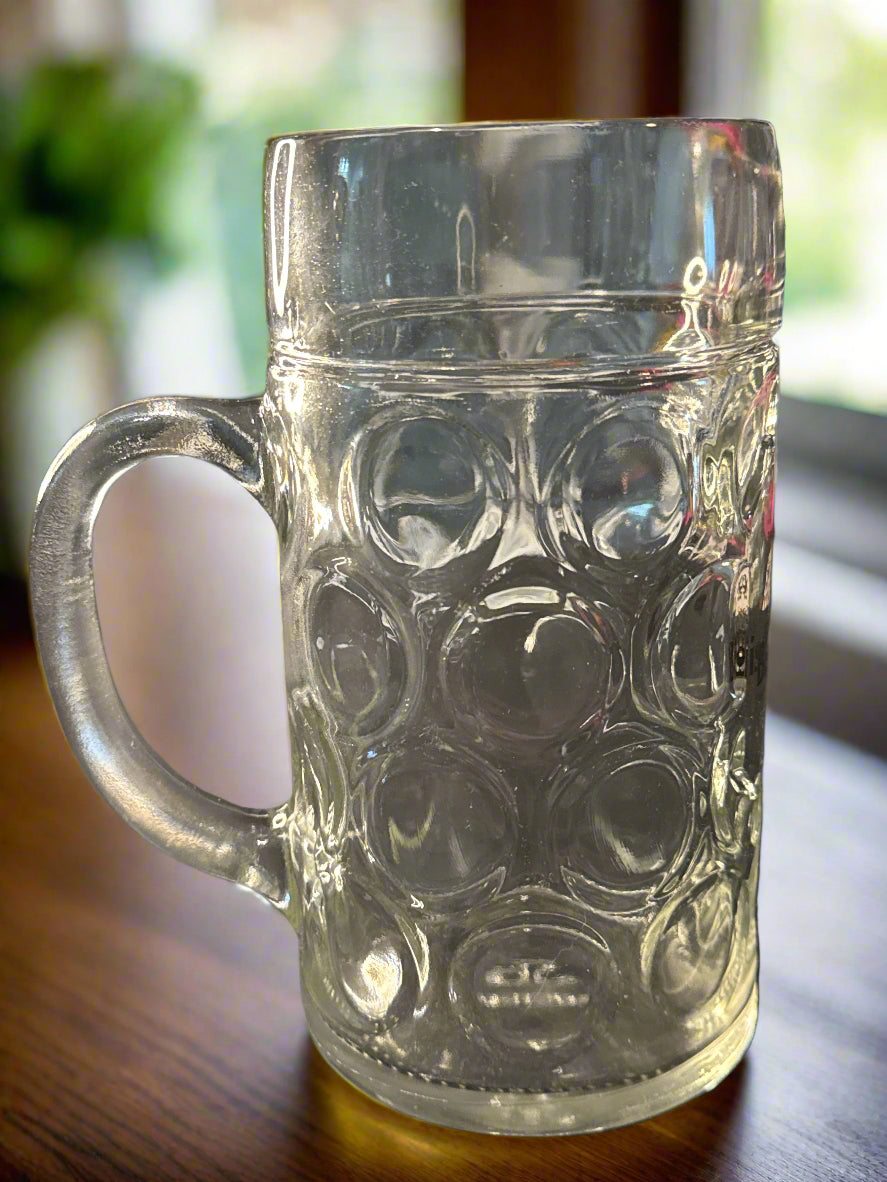 Bischofshof Beer Glass Stein Germany Dimple Glass 1 Liter 8" Tall