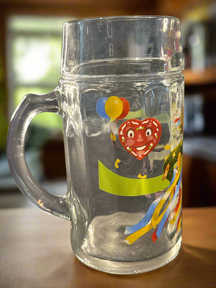Dinkel's Frankendorf Kitzmann Beer Glass Stein Glass 1 Liter Germany 8 3/8" Tall