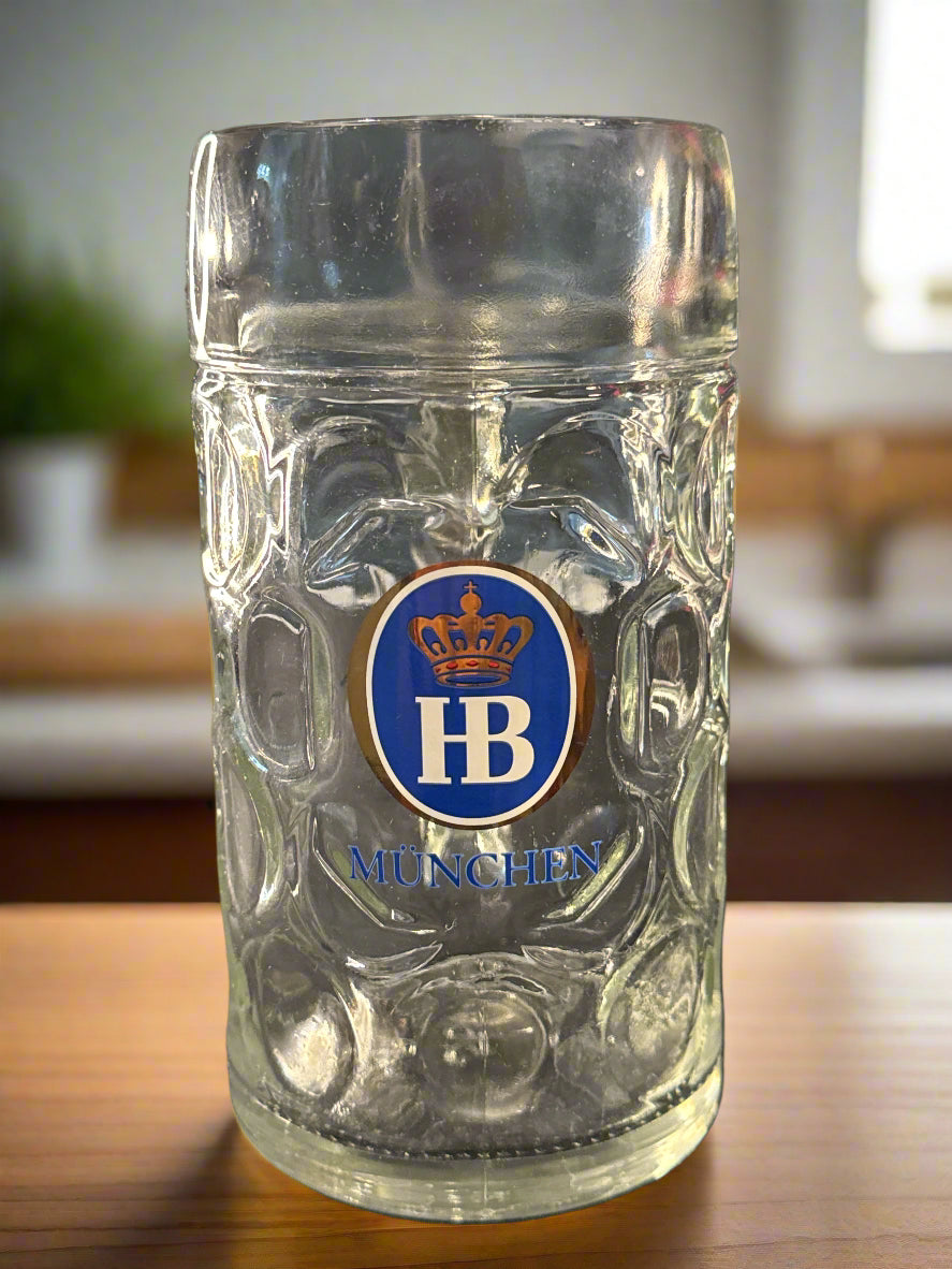 Munchen Germany Dimple Glass Beer Stein 8 1/8" Tall 1 Liter