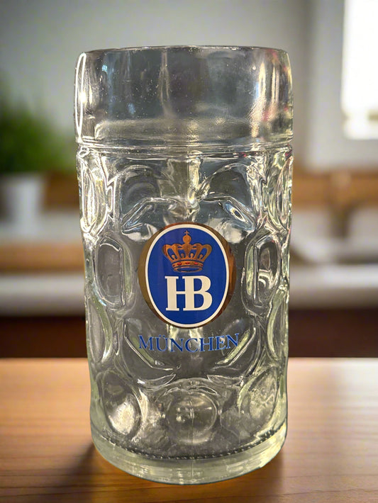 Munchen Germany Dimple Glass Beer Stein 8 1/8" Tall 1 Liter