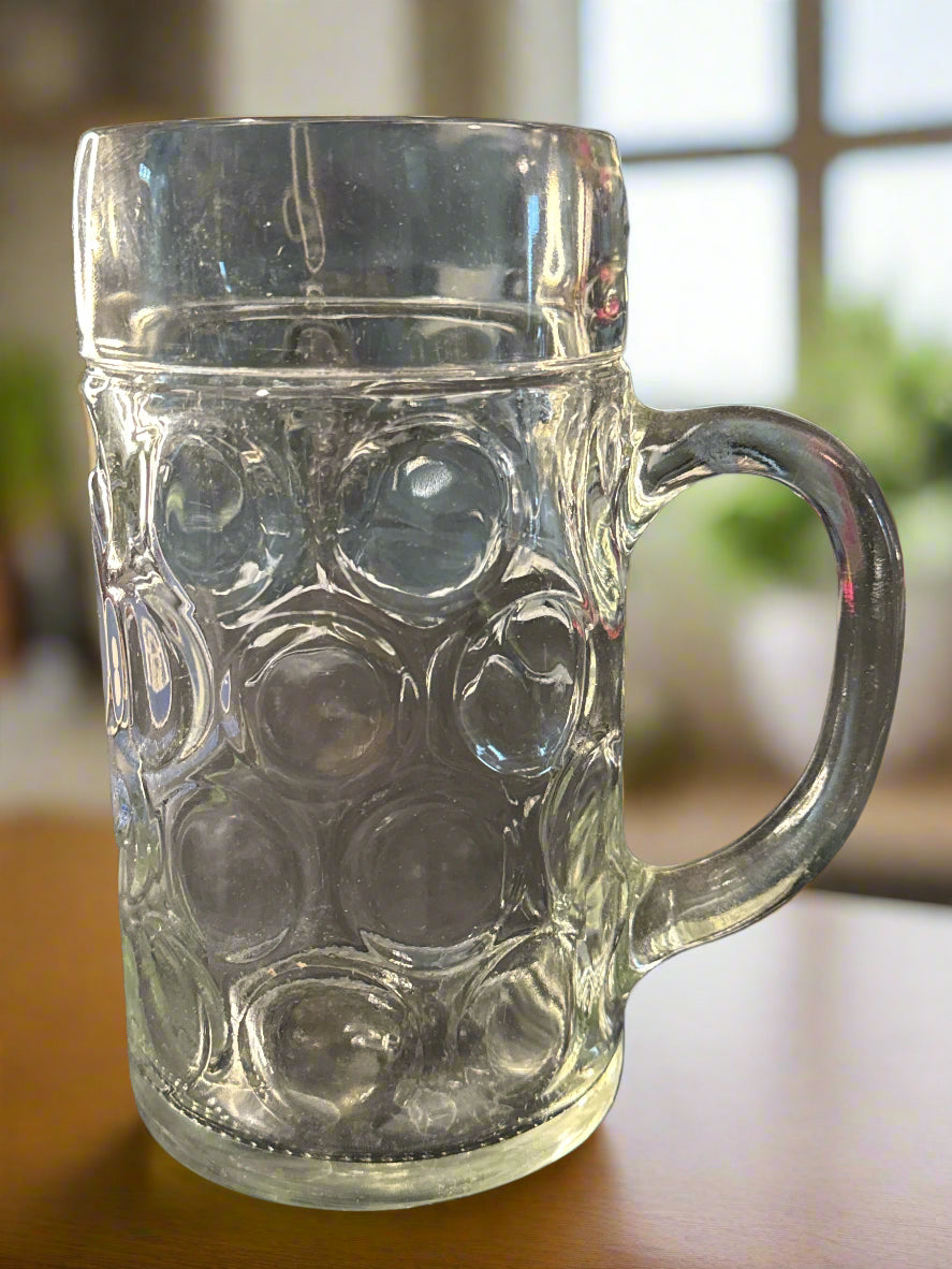 Munchen Germany Dimple Glass Beer Stein 8 1/8" Tall 1 Liter