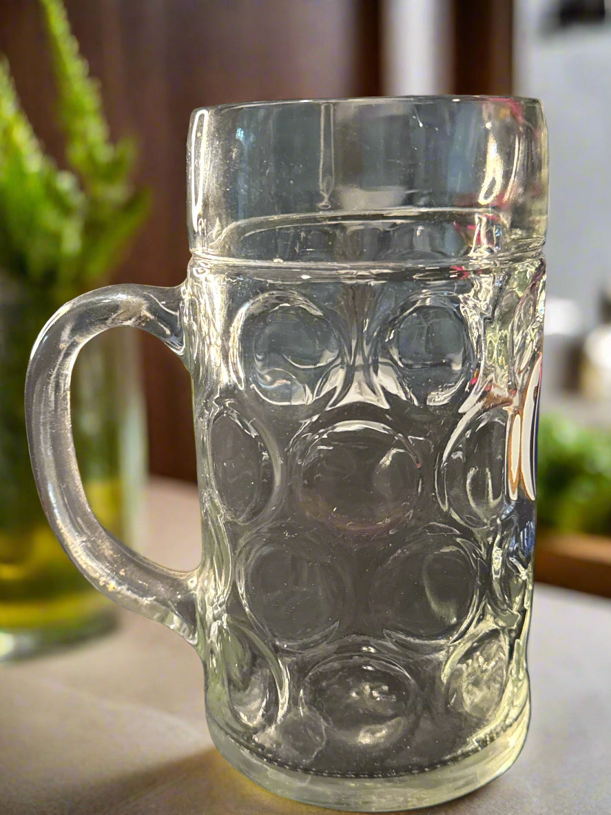 Munchen Germany Dimple Glass Beer Stein 8 1/8" Tall 1 Liter