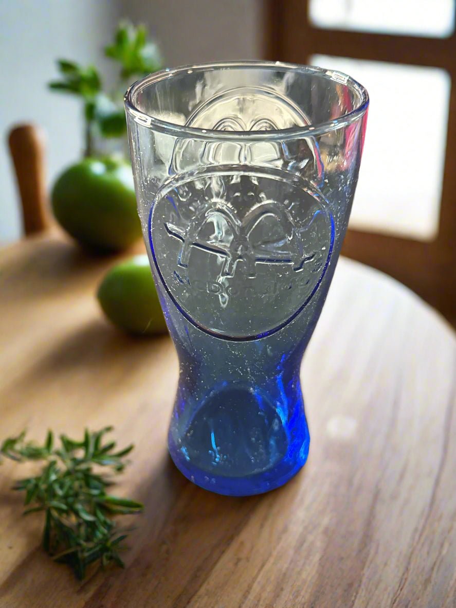 McDonald's Retro 1961 Cobalt Blue Coke Coca Cola Glass Retired Vintage Collectible 6.5" Tall