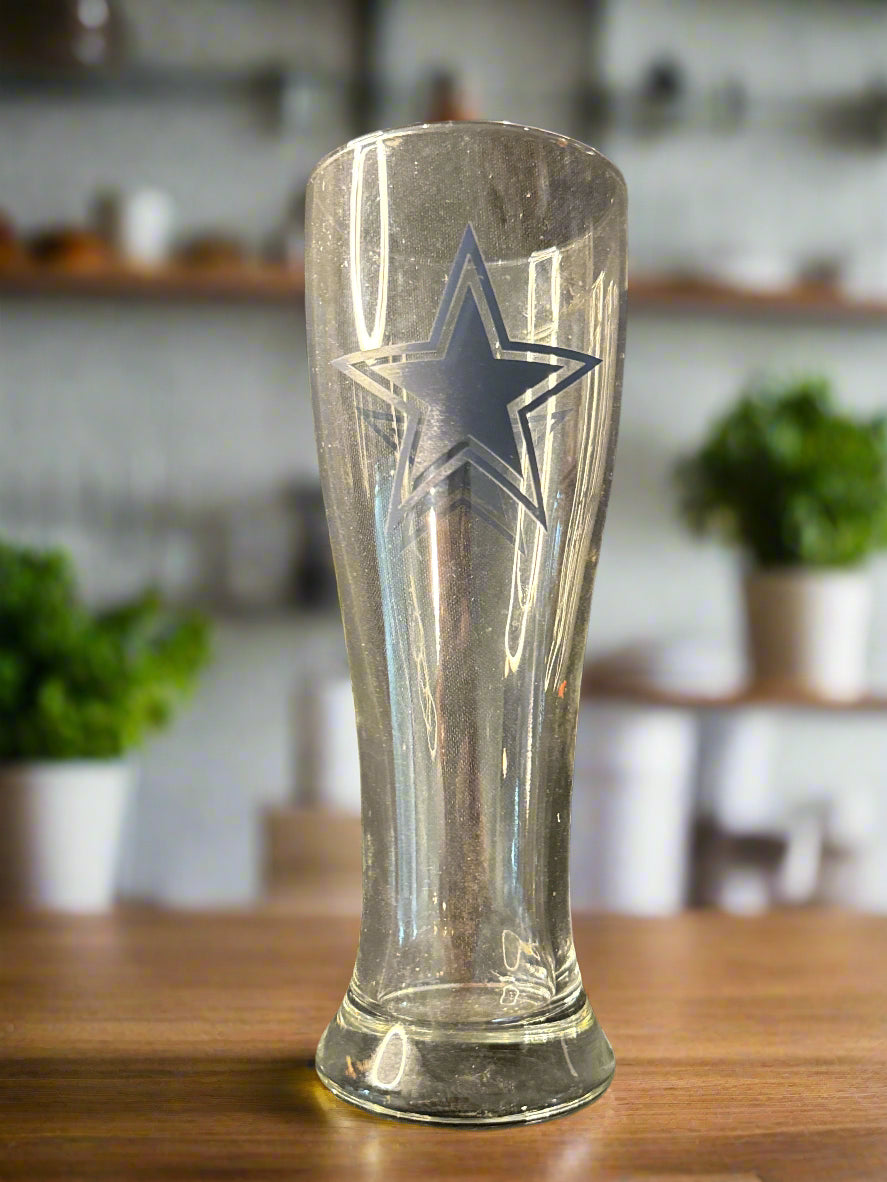Dallas Cowboys 8 1/8" Tall 12oz Pilsner Beer Glass NFL Texas Football