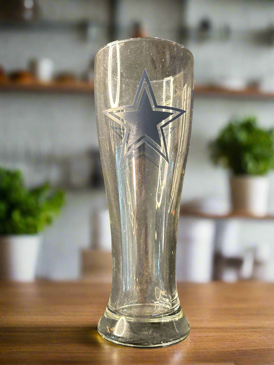 Dallas Cowboys 8 1/8" Tall 12oz Pilsner Beer Glass NFL Texas Football