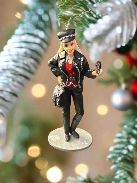 Hallmark Gold Crown Harley Davidson Barbie Ornament Christmas 4.25" Tall Dtd 2000. NIB