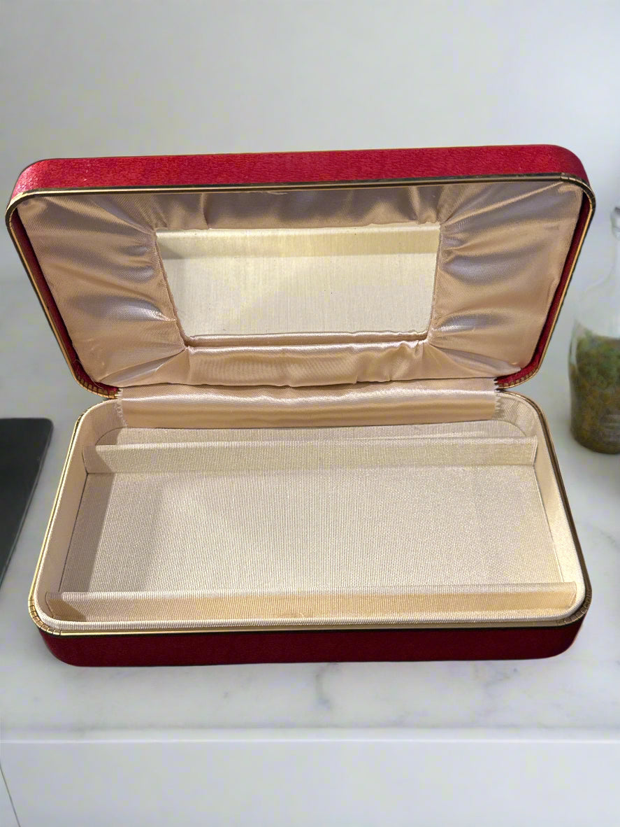 Vintage Rare Hinged Jewelry Box w/ Mirror 7" x 4" Excellent Condition.
