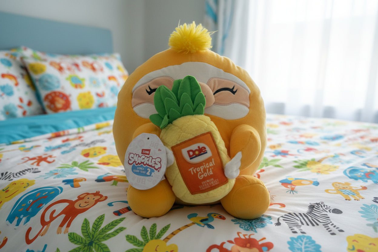 Snackles Plush Large 13" Sloth & Pineapple Stuffed Animal Plush Very Soft Feel New with Tags
