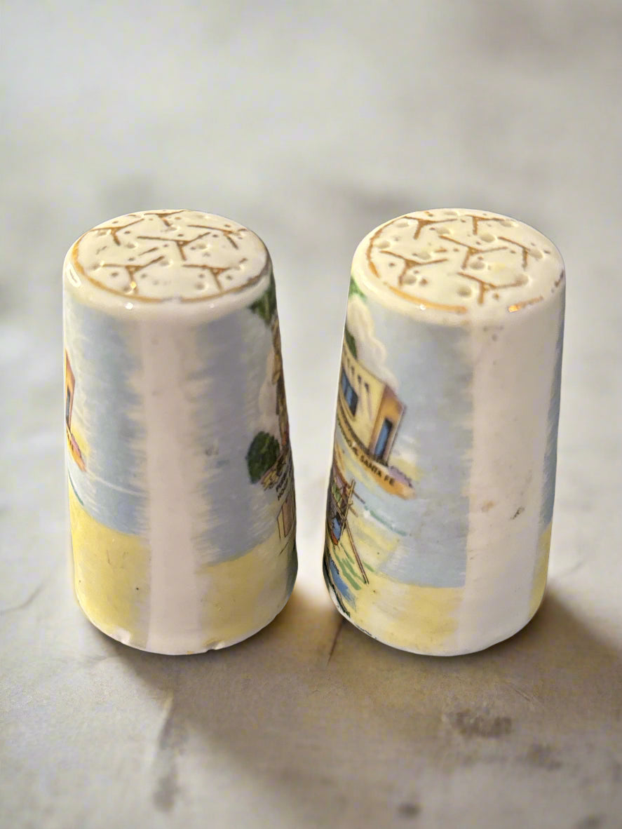 New Mexico Souvenir Salt & Pepper Shakers Porcelain Thrifco Japan Vintage 3" Tall