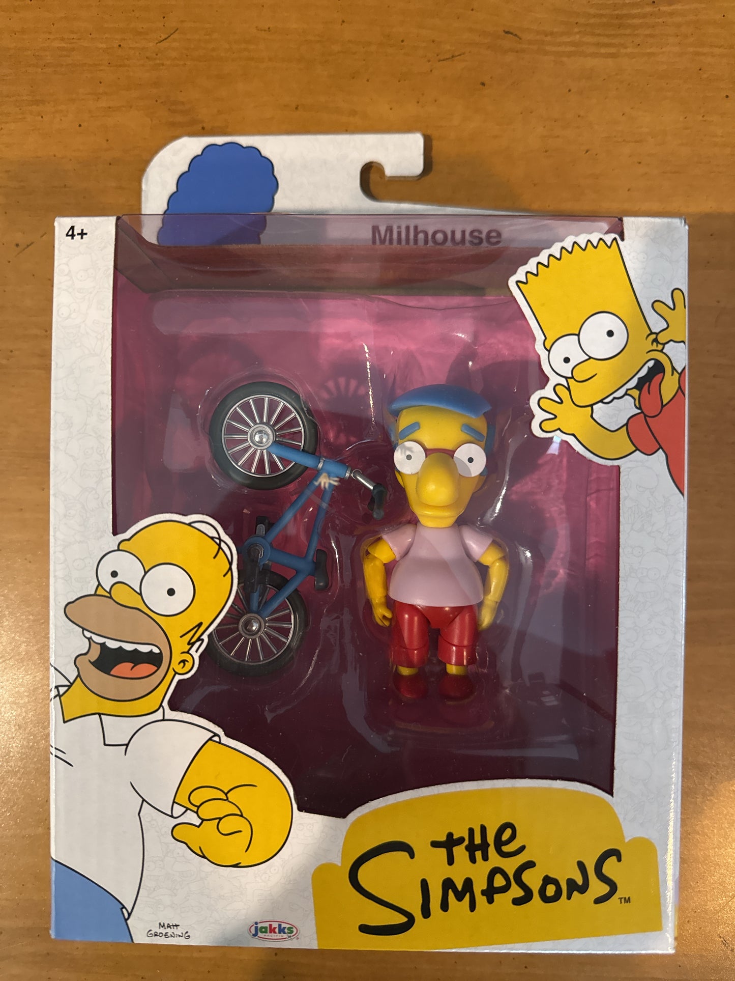 The Simpsons Milhouse Action Figure Jakks Pacific 3.5" Tall w/ Bicycle New in Box