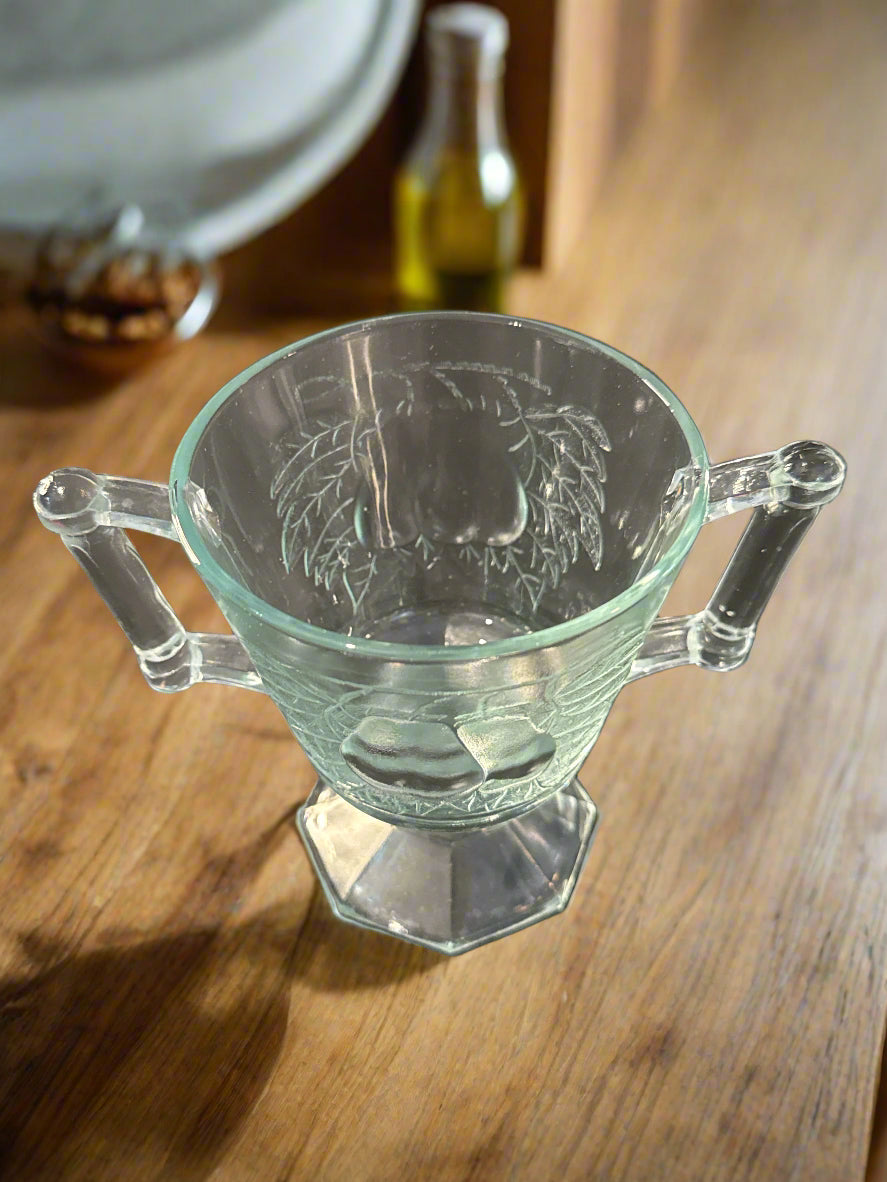 Baltimore Pear Clear by Jeannette Sugar Bowl and Lid Glass 6 5/8" Tall 3.75" Wide