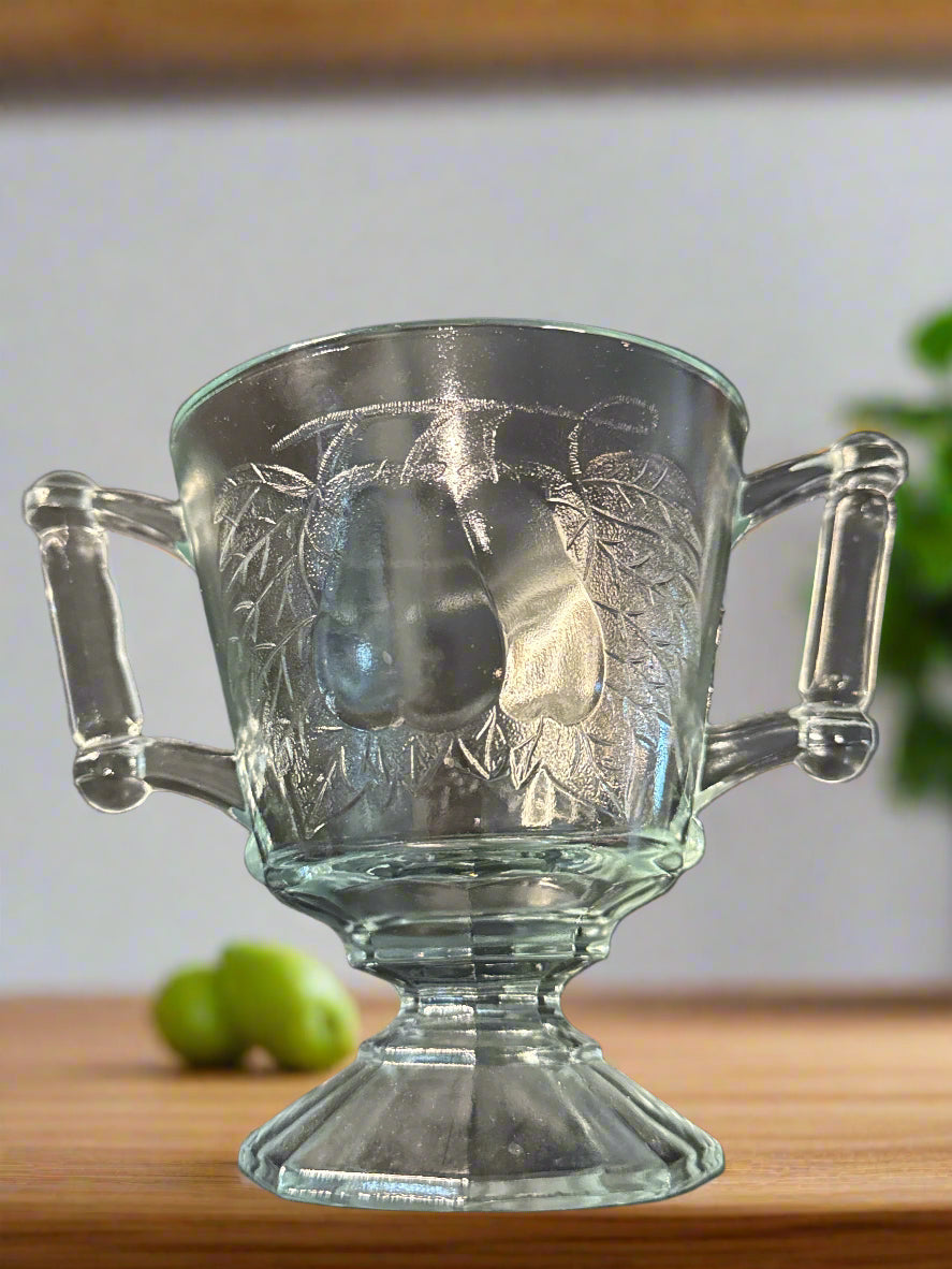Baltimore Pear Clear by Jeannette Sugar Bowl and Lid Glass 6 5/8" Tall 3.75" Wide