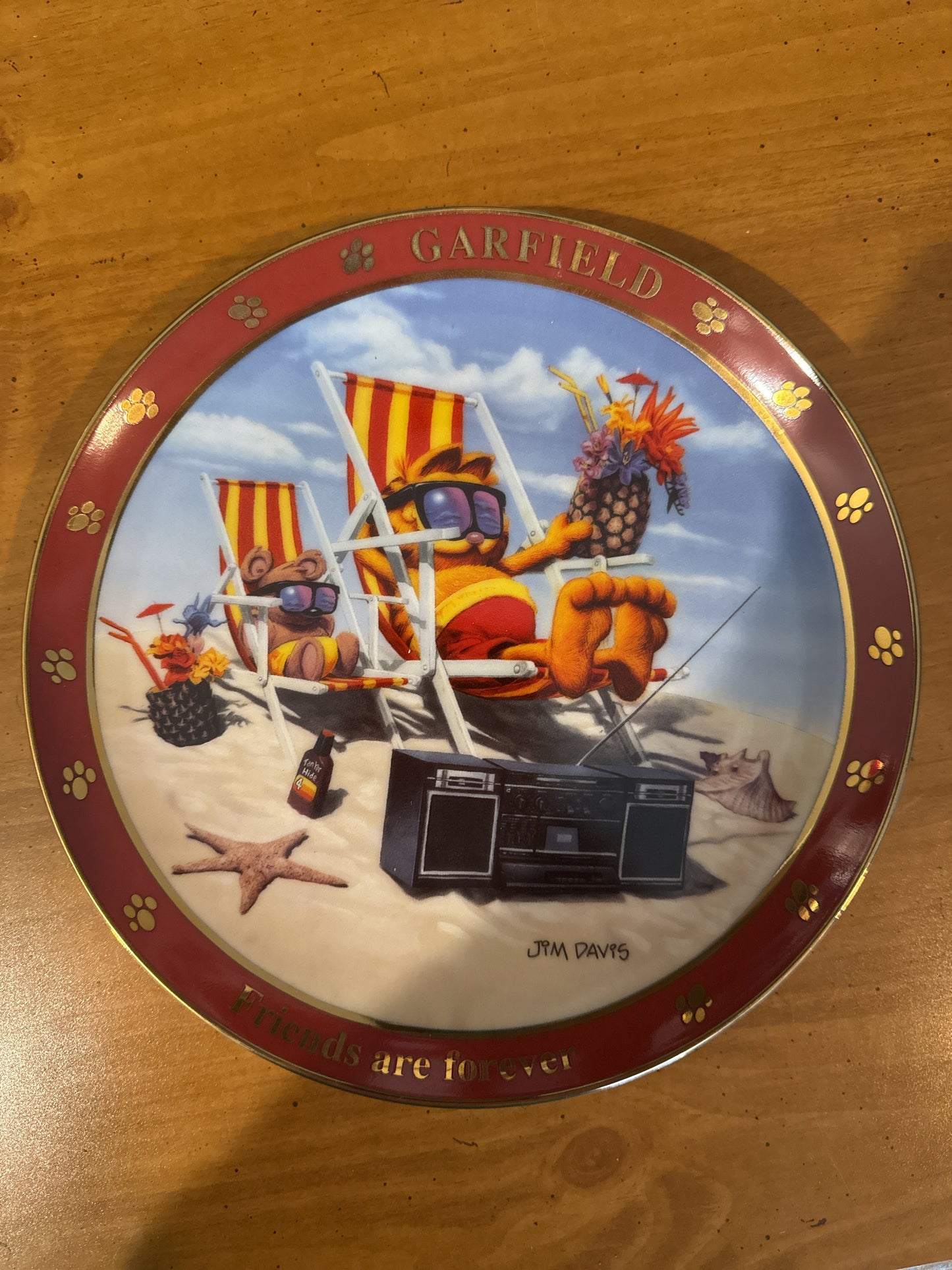 Garfield Collector's Plate by Danbury Mint "Friends Are Forever" 8.25" Wide Plate #I1886 Jim Davis
