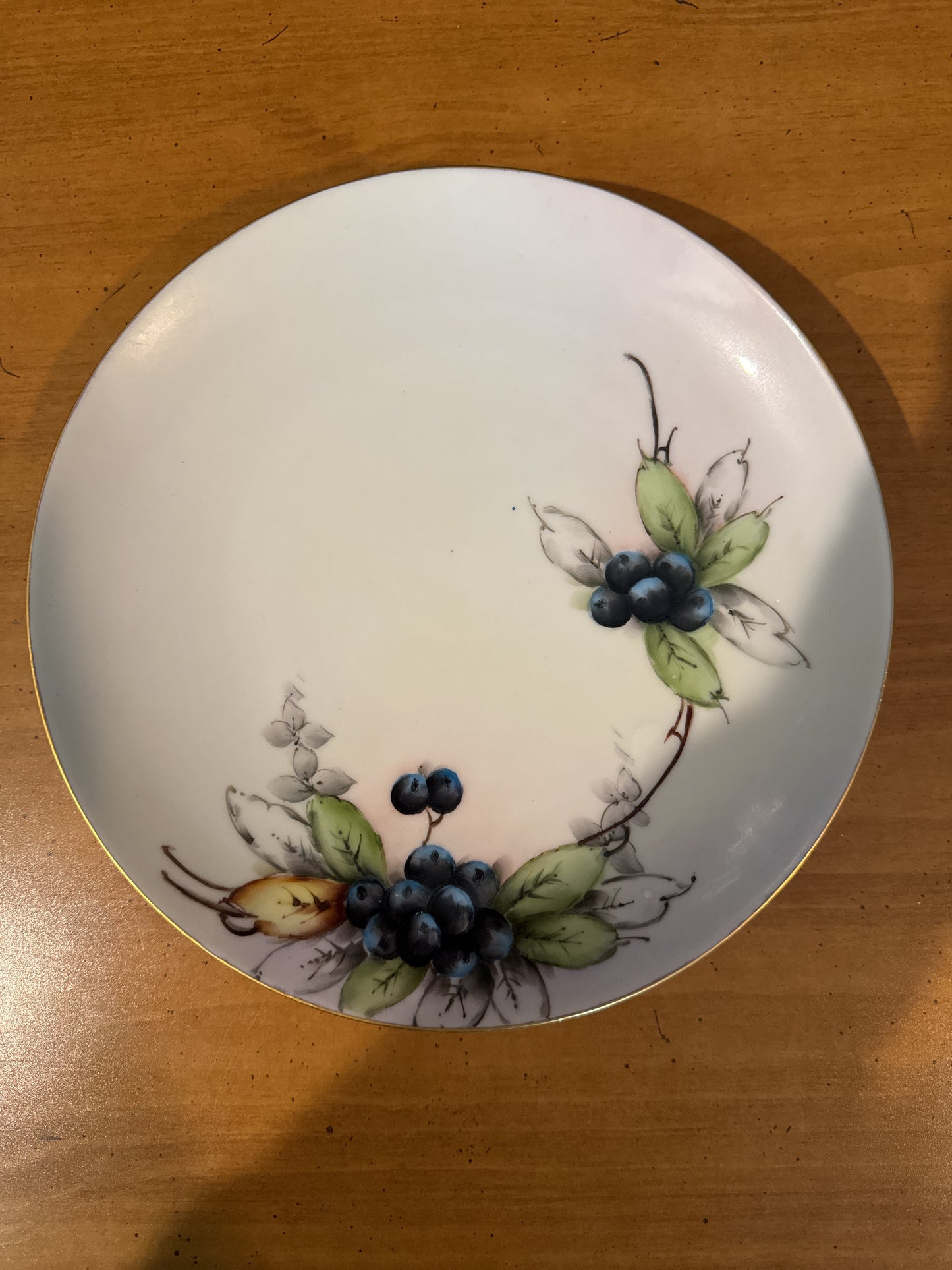 Nippon Hand Painted 8" Decorative Plate With Blueberries