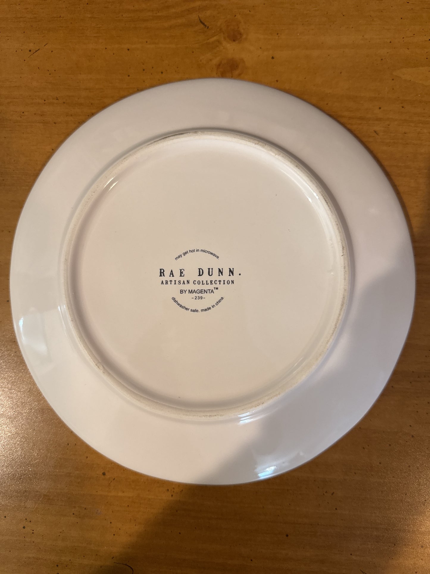 Rae Dunn 8.25" Wide Plate "Gobble" White With Orange Letters