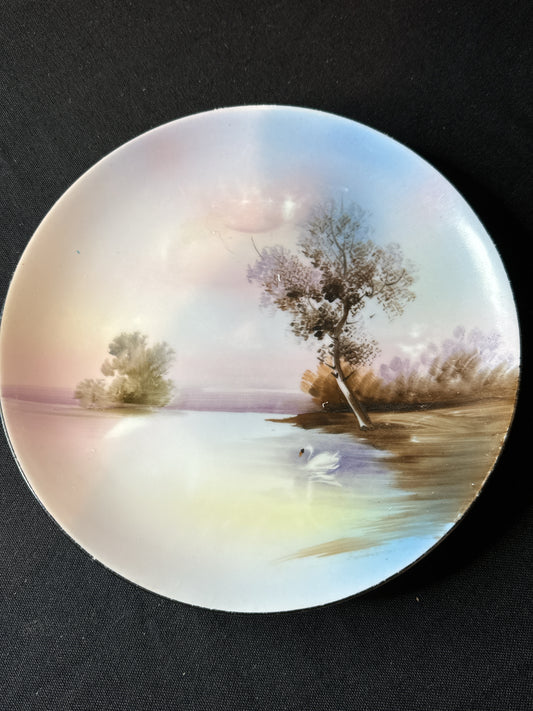 Noritake 7.5" Plate Tree & Swan Blue Sky Scene