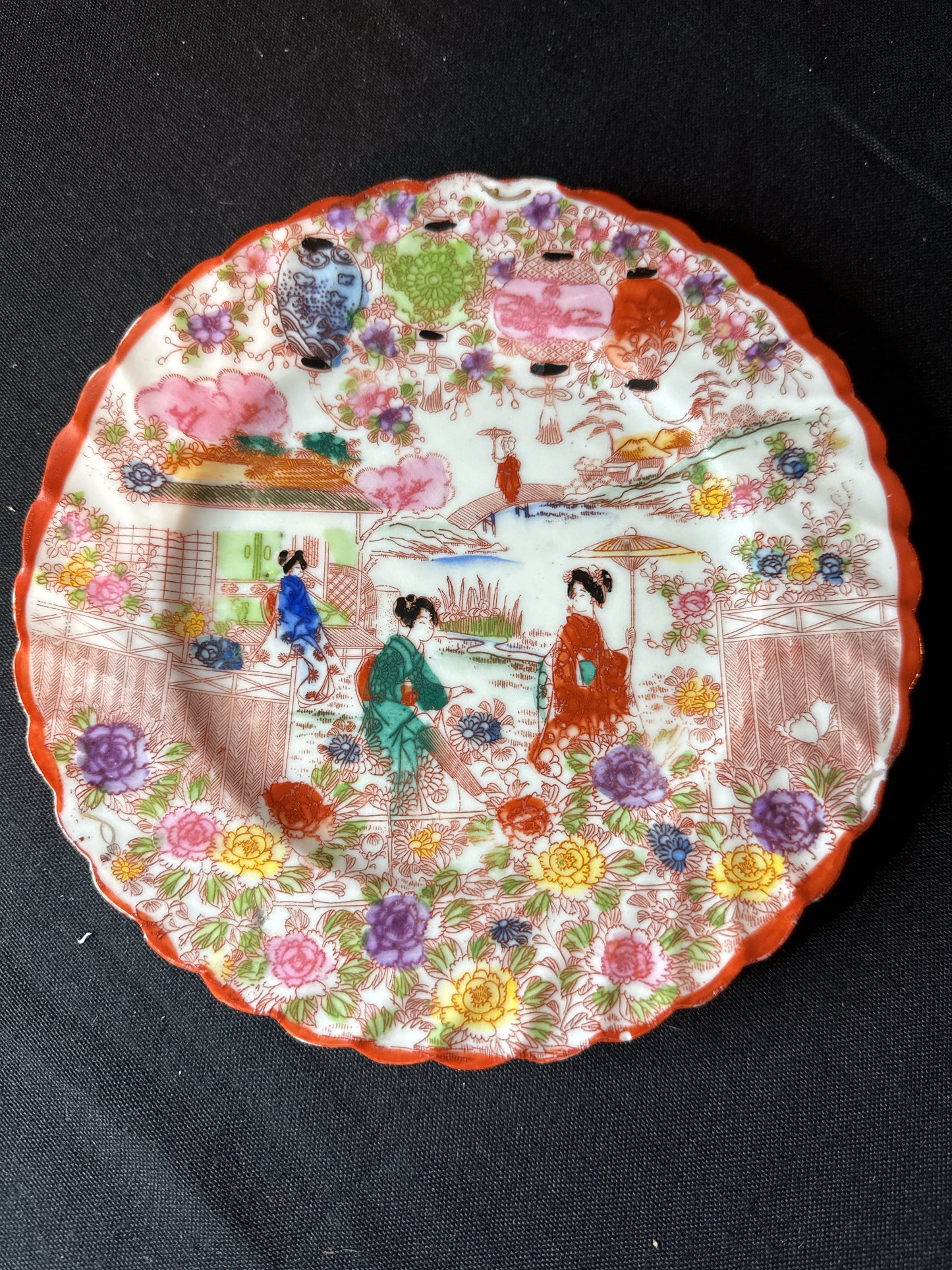 Vintage Porcelain 6.25" Plate Geisha Girl Hand Painted in Japan