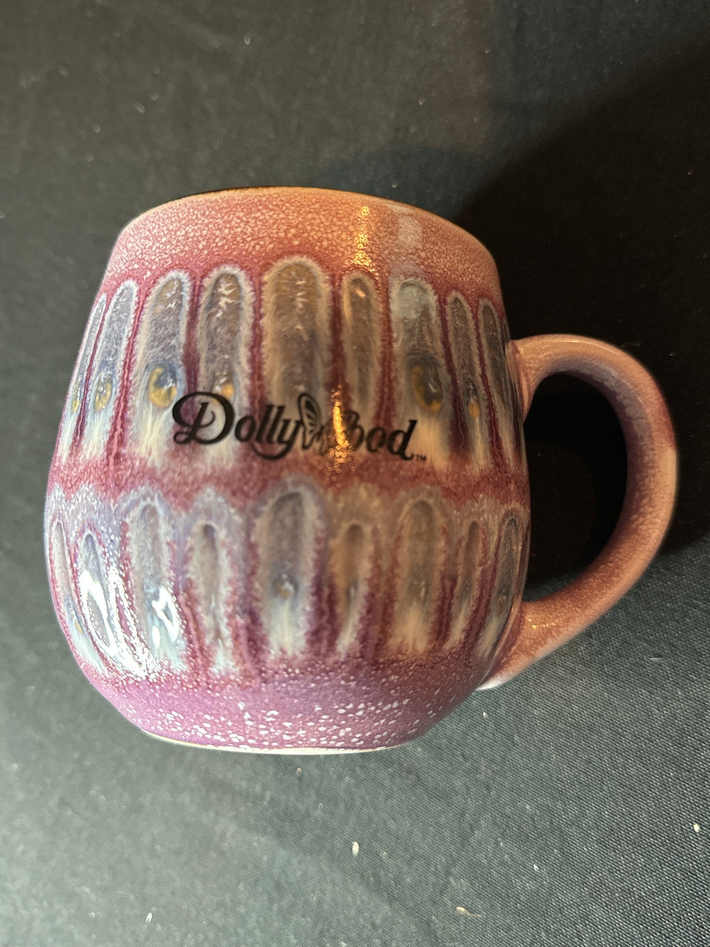 Streak Two-Toned Drip Coffee Mug DollyWood 4.25" High Purple