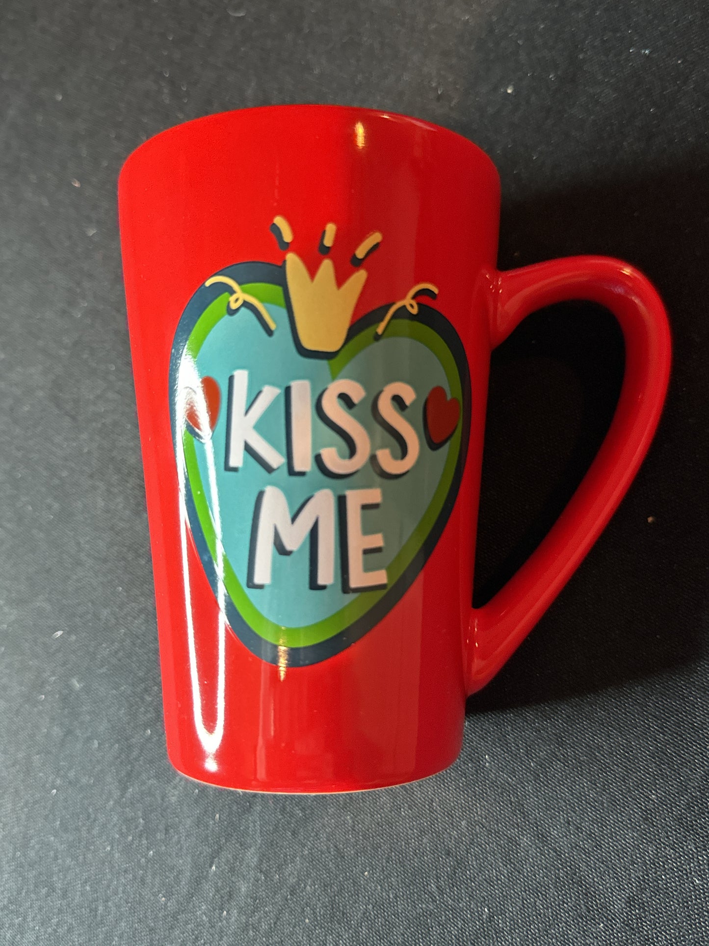 Kiss Me Red Coffee Mug Red Interior 5" Tall 12oz