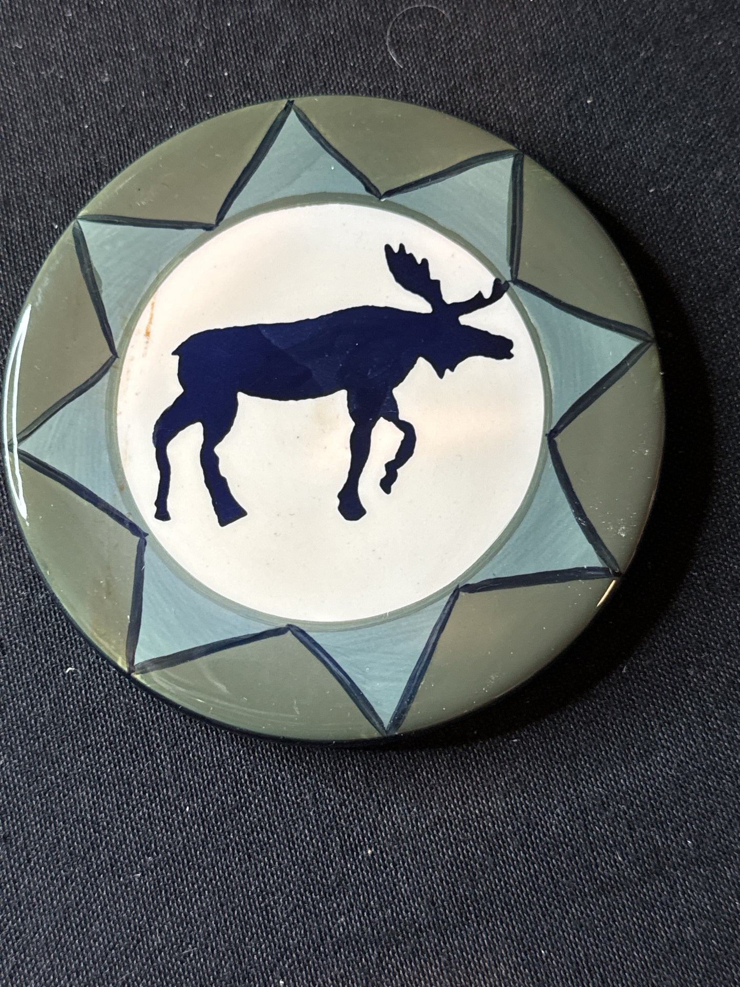 Milson & Louis Coasters (4) Green & Black Porcelain with Tree Caddy