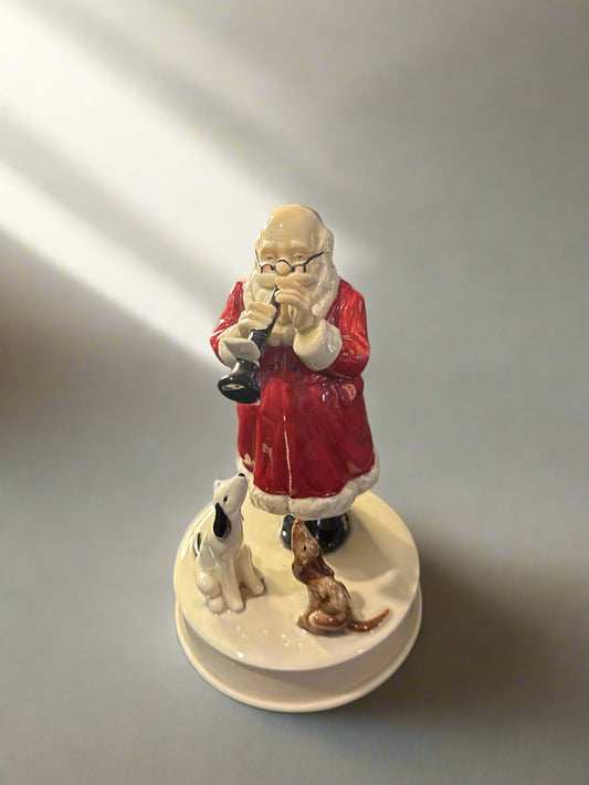 Otagiri Classical Santa Music Box w/ Box & Hark! The Herald Angels Sing Hand Painted