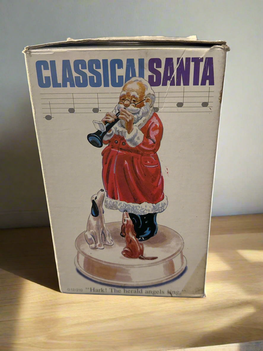 Otagiri Classical Santa Music Box w/ Box & Hark! The Herald Angels Sing Hand Painted
