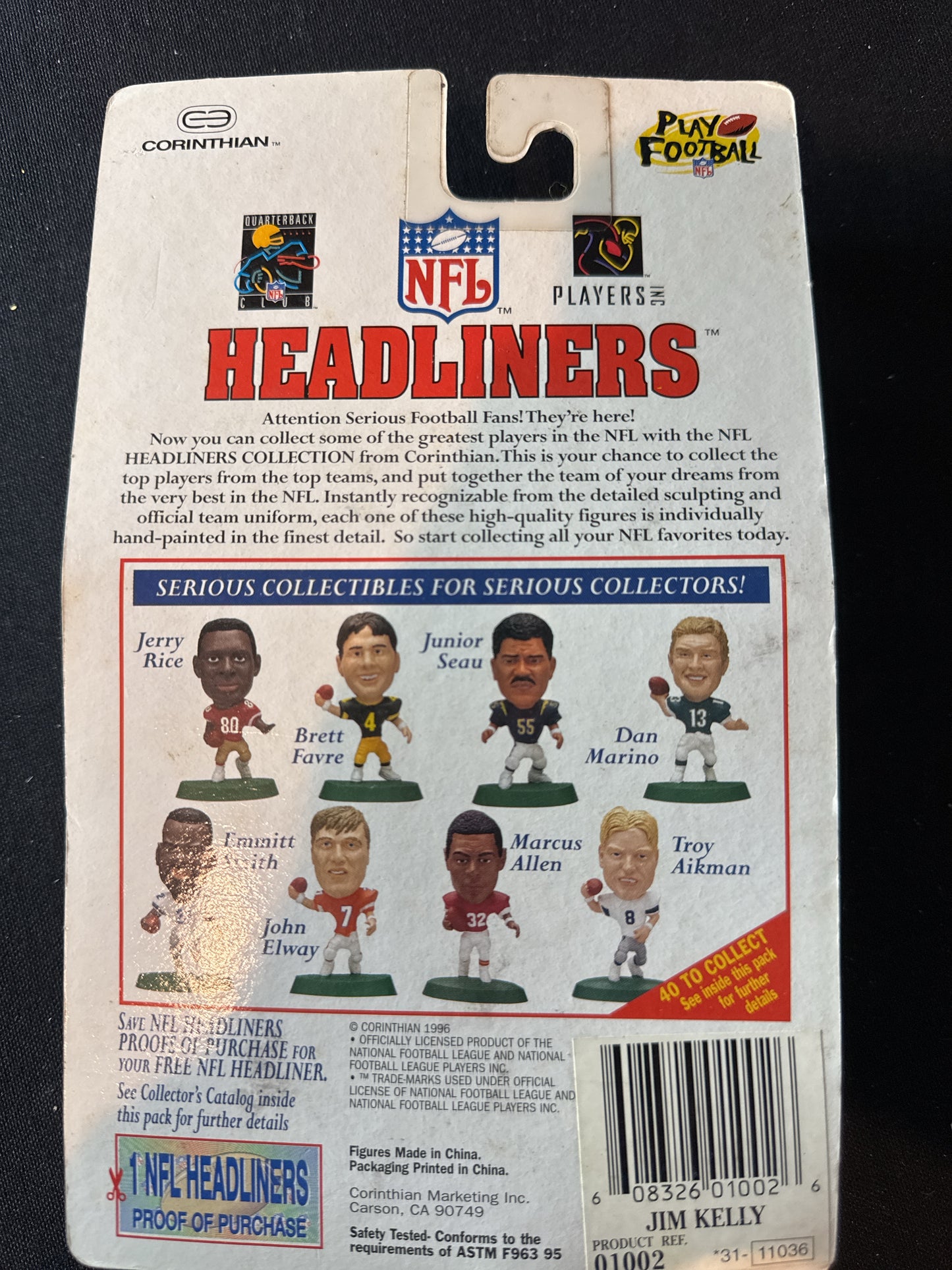 Corinthian Headliners 1996 NFL Football Jim Kelly Buffalo Bills 3" Figure New in Package