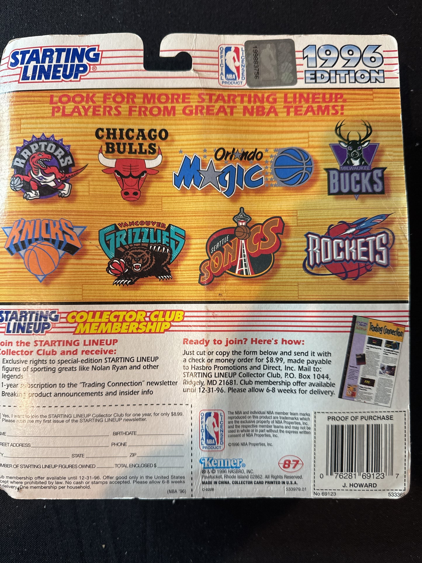 Starting Lineup NBA 1996 Juwan Howard Detroit Pistons Action Figure New in Package